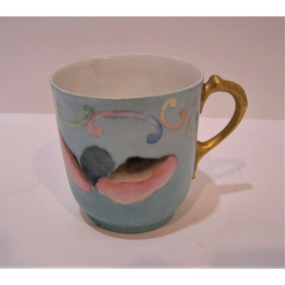 Unusual CFH GDM Limoges Demitasse Cup and Toast Snack Set Pastels Seashells - Picture 6 of 9